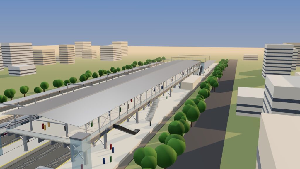 Dahisar Railway Station Deck – view from north-east end (3D render)