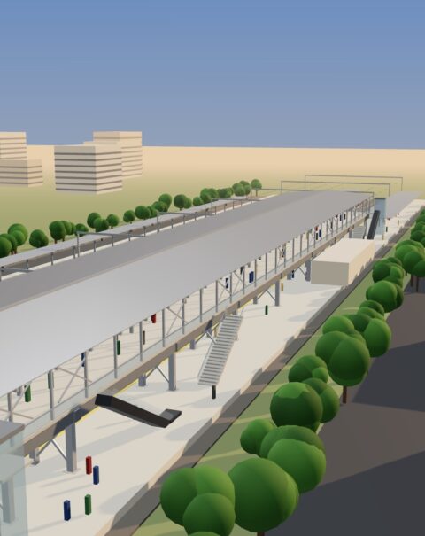 Dahisar Railway Station Deck – view from north-east end (3D render)