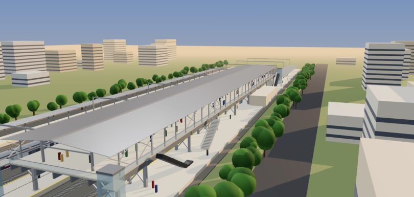Dahisar Railway Station Deck – view from north-east end (3D render)