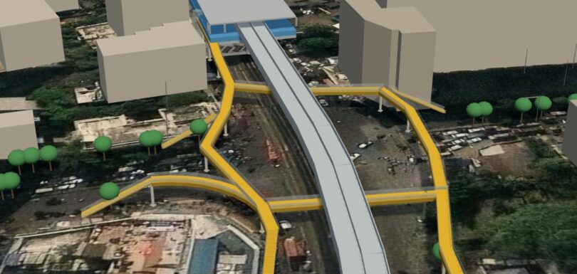 3D model of the Sakinaka Junction foot over bridge connecting Metro Line 1, Mumbai
